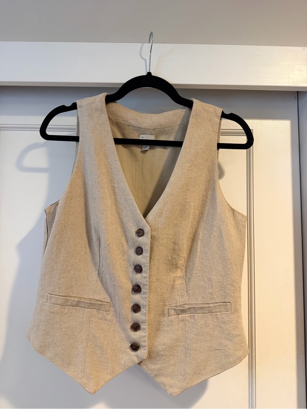 EUC A New Day Beige Button-Front Vest Size Small